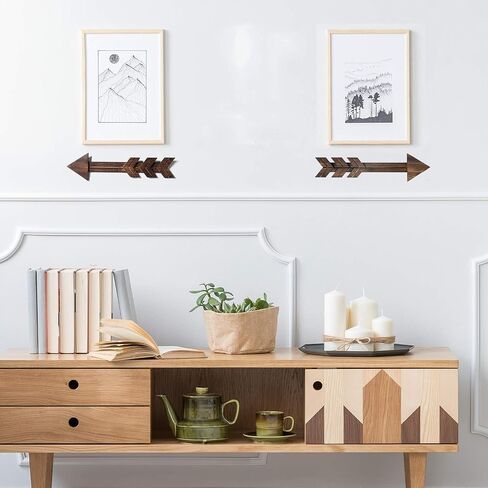 N/A 4 PCS Rustic Wood Arrow Sign Wall Decor Dark Wooden Arrows Farmhouse And Home Hanging Decoration for Home Or Wedding in Saudi Arabia