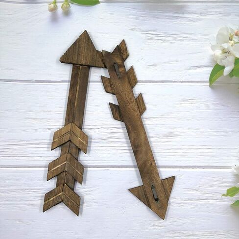 N/A 4 PCS Rustic Wood Arrow Sign Wall Decor Dark Wooden Arrows Farmhouse And Home Hanging Decoration for Home Or Wedding in Saudi Arabia