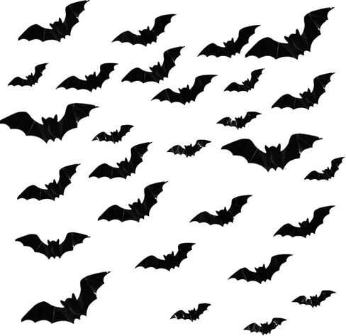 72PCS Halloween Supplies Removable PVC 3D Decoration Realistic Horror Bat Stickers Wall Decal Wall Sticker, DIY Halloween Decoration Home Interior Window Decoration Set in Kuwait