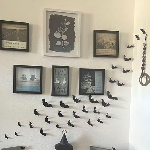 72PCS Halloween Supplies Removable PVC 3D Decoration Realistic Horror Bat Stickers Wall Decal Wall Sticker, DIY Halloween Decoration Home Interior Window Decoration Set in Kuwait