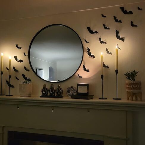 72PCS Halloween Supplies Removable PVC 3D Decoration Realistic Horror Bat Stickers Wall Decal Wall Sticker, DIY Halloween Decoration Home Interior Window Decoration Set in Kuwait