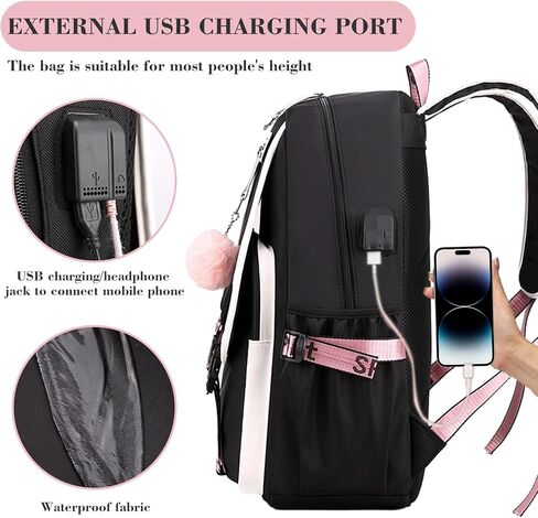 YSHUNDA School Bag, Book Bags for Kids,Book Bags for Women,Girl's Backpack With Lunch Belt，Backpacks for School,With USB Charging Port(Purple) in Saudi Arabia