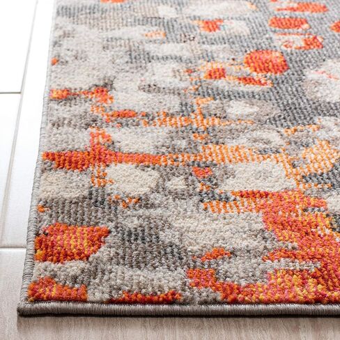 SAFAVIEH Madison Collection Area Rug - 8' x 10', Grey & Orange, Boho Abstract Distressed Design, Non-Shedding & Easy Care, Ideal for High Traffic Areas in Living Room, Bedroom (MAD425H) in Saudi Arabia