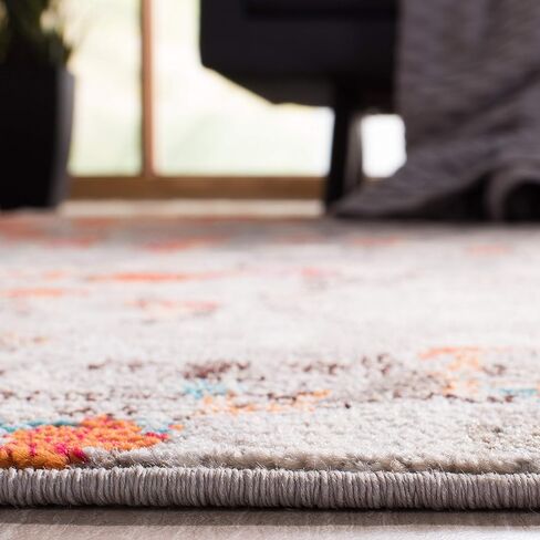 SAFAVIEH Madison Collection Area Rug - 8' x 10', Grey & Orange, Boho Abstract Distressed Design, Non-Shedding & Easy Care, Ideal for High Traffic Areas in Living Room, Bedroom (MAD425H) in Saudi Arabia
