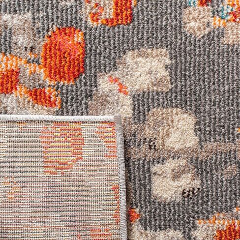 SAFAVIEH Madison Collection Area Rug - 8' x 10', Grey & Orange, Boho Abstract Distressed Design, Non-Shedding & Easy Care, Ideal for High Traffic Areas in Living Room, Bedroom (MAD425H) in Saudi Arabia