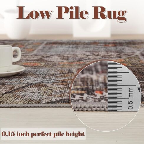 Washable Rug 8x10 Area Rugs for Living Room, Soft Large Area Rug with Low Pile Non-Slip Backing, Vintage Patchwork Indoor Floor Carpet for Bedroom Dining Room Nursery Office-Blue in Kuwait