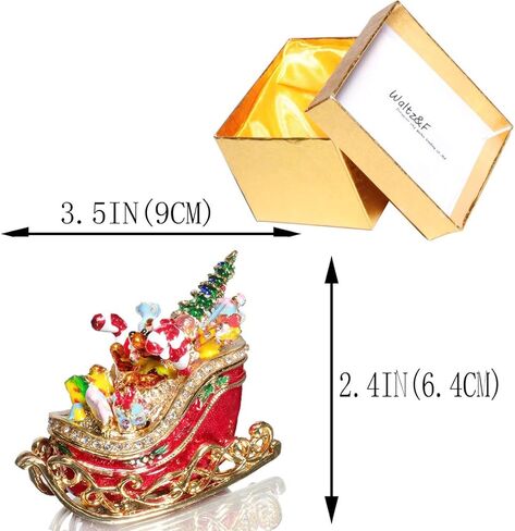 Waltz&F Christmas Sleigh Jeweled Trinket Box Hinged Hand-Painted Ring Holder Home Decoration in Saudi Arabia