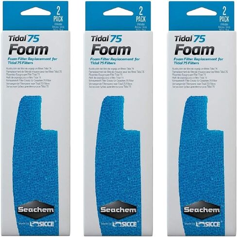 Seachem 3 Pack of Tidal 75 Foam Filter Replacements, 2 Filters Each in Saudi Arabia