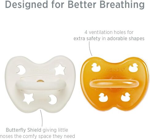 لهاية من المطاط الطبيعي من هيفيا، متماثلة، من 3 إلى 36 شهرًا - عبوتان - أبيض حليبي وطبيعي in Kuwait