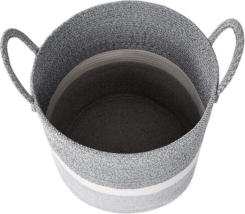 سلة تخزين كبيرة منسوجة لبطانية غرفة المعيشة أو ملابس الغسيل أو ألعاب الأطفال - سلة من الحبال القطنية المزخرفة - صناديق تخزين غرفة اللعب - سلال مستديرة طويلة للتنظيم مقاس 40.64 سم عمقًا × 45.72 سم ارتفاعًا in Kuwait