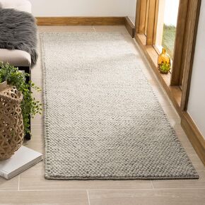 SAFAVIEH Natura Collection NAT620C Handmade Premium Wool Entryway Foyer Living Room Bedroom Kitchen Runner Rug 2'3" x 6' Silver in Saudi Arabia