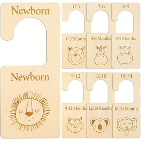 والين فواصل مقاسات خزانة الاطفال من 7 قطع، منظم خزانة خشبي معلق على شكل حيوانات لطيفة لحديثي الولادة الى 24 شهر، منظم خزانة ملابس اطفال سميك مع شنطة مخملية وردية للمنزل والحضانة وملابس الاطفال in Kuwait