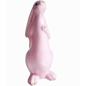 Ceramic Bunny Rabbits Porcelain Bunny Figurine Decorations Easter Rabbit Statues Home Decor Vintage Style Bunny Figurines Ornament Gift (Pink) in Saudi Arabia