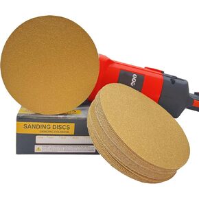 AutKerige Gold Sanding Discs 6 Inch- 120 Grit 50Pcs Premium Hook & Loop Sandpaper for Random Orbital Sanders, Aluminum Oxide Abrasive - Ideal for Automotive Paint and Woodworking
