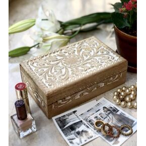 Great Birthday Gift Ideas Handmade Decorative Wooden Jewelry Box Jewelry Organizer Keepsake Box Treasure Chest Trinket Holder Watch Box Storage Box Housewarming Gifts Women in Kuwait