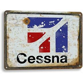 كيفيلي لافتة معدنية من القصدير مزينة بشعار طائرة نفاثة من سيسنا افياشن - مقاس 8 انش × 12 انش in Kuwait
