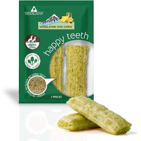 Himalayan Dog Chew Happy Teeth Yak Cheese Spinach Dog Dental Chews, 100% Natural, Long Lasting, Gluten Free, Healthy & Safe Dog Treats, Oral Health, Lactose & Grain Free, Protein Rich, Small, 2 Chews in Kuwait