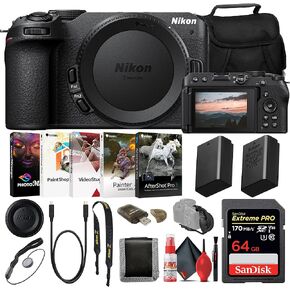 كاميرا Nikon Z30 الرقمية بدون مرآة (الهيكل فقط) (1737) موديل INTL مع بطاقة Extreme PRO سعة 64 جيجابايت + بطارية إضافية EN-EL25 + برنامج تحرير الصور + حقيبة كاميرا + مجموعة تنظيف + المزيد (متجددة) in Saudi Arabia