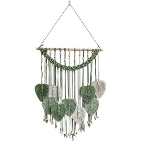 Cutey May Wall Hanging Leaves 19x27 Large Chic Feather Wall Hanging Boho Wall Decor, Handmade Yarn Woven Wall Art Leaf Tapestry for Bedroom, Living Room, Hotel (Green) in Kuwait