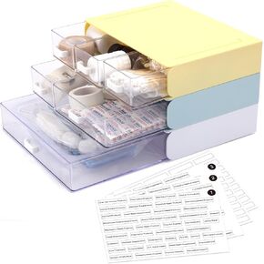 أدراج تخزين بريبو قابلة للتكديس من 3 طبقات لتنظيم الأدوية، منظم خزانة أدوية بلاستيكي متين لمستلزمات الإسعافات الأولية والأساسيات الصحية، الخزانة، منظم سطح المكتب in Kuwait