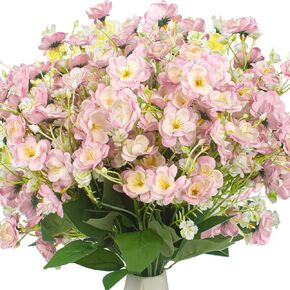 Grunyia 10 Bundle Artificial Flowers, UV Resistant Faux Outdoor Flowers, Fake Plastic Flowers for Cemetery Decoration Home Kitchen Bedroom Wedding Party Decor (White) in Saudi Arabia
