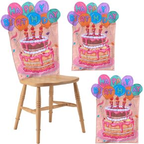 Rhitchy 3 Pcs Birthday Chair Cover for Kids: Happy Birthday Party Chair Cover, Birthday Seat Covers Party Decorations Cupcake Chair Covers Home School Office Birthday Party Atmosphere Chair Covers in Kuwait
