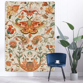 Lyacmy Moth Tapestry Insect Floral Tapestry Vintage Flower Vines Tapestries Biology Tapestry Wall Hanging for Room (51.2 x 59.1 inches) in Kuwait