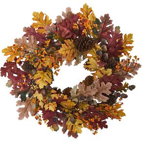 Nearly Natural 4598 24" Oak Leaf, Acorn & Pine Wreath Multi/Color in Saudi Arabia