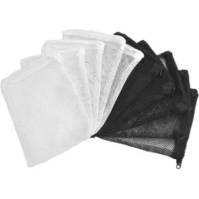 10 عبوات من أكياس وسائط فلتر حوض السمك من أبوليوس، أكياس فلتر شبكية لخزان الأسماك عالية التدفق مقاس 8 * 6 بوصات مع سحاب بلاستيكي لحلقات السيراميك والكربون المنشط والمحيطات الحيوية (5 أبيض + 5 أسود) in Kuwait