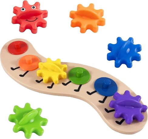 Rainbow Caterpillar Gear Toy - Teaches Color Names & Matching - Spinning Rainbow Baby Toy - Toddler Puzzle in Saudi Arabia