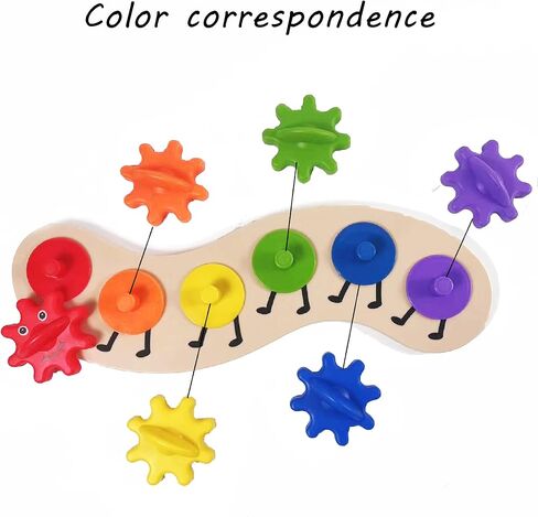 Rainbow Caterpillar Gear Toy - Teaches Color Names & Matching - Spinning Rainbow Baby Toy - Toddler Puzzle in Saudi Arabia