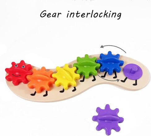 Rainbow Caterpillar Gear Toy - Teaches Color Names & Matching - Spinning Rainbow Baby Toy - Toddler Puzzle in Saudi Arabia