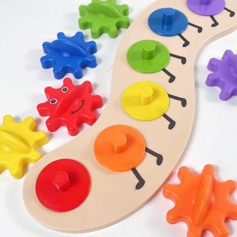 Rainbow Caterpillar Gear Toy - Teaches Color Names & Matching - Spinning Rainbow Baby Toy - Toddler Puzzle in Saudi Arabia
