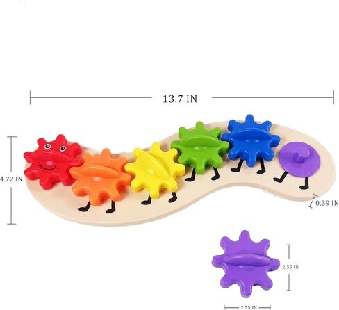 Rainbow Caterpillar Gear Toy - Teaches Color Names & Matching - Spinning Rainbow Baby Toy - Toddler Puzzle in Saudi Arabia