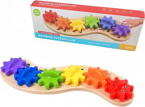 Rainbow Caterpillar Gear Toy - Teaches Color Names & Matching - Spinning Rainbow Baby Toy - Toddler Puzzle in Saudi Arabia
