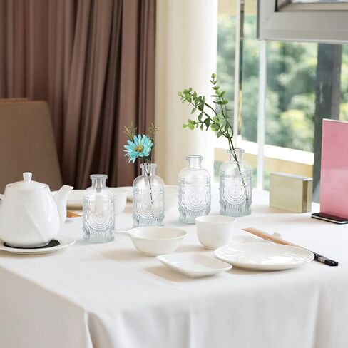 6 قطع من مزهريات برعم زجاجية من MDLUU، مزهريات زجاجات صيدلية، زجاجات زجاجية مزخرفة منقوشة بعباد الشمس لقطعة مركزية لحفلات الزفاف، ديكور المنزل (أزرق) in Kuwait