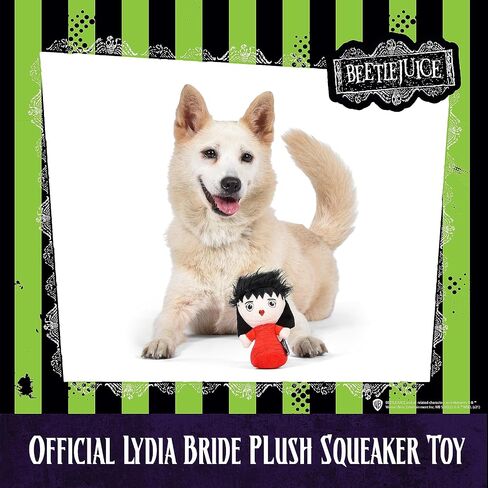 WARNER BROS Horror Movies Beetlejuice and Lydia 2 Pc Plush Figure Dog Toys, 6 Inch | Small Dog Toy Beetlejuice Merchandise | Lydia from Beetlejuice Cartoon Squeaky Dog Toy Dog Chew Toy for Halloween in Saudi Arabia