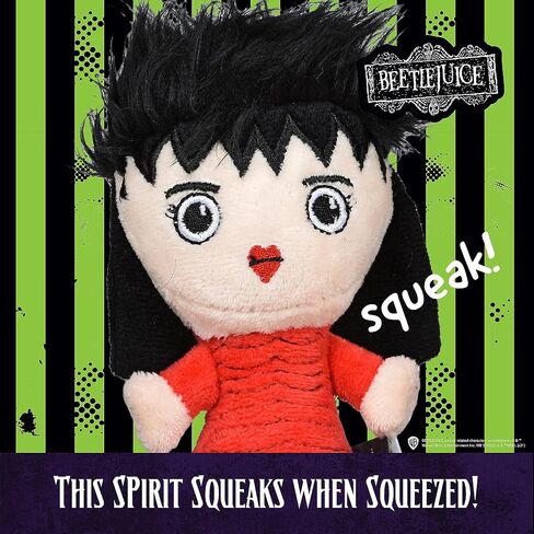 WARNER BROS Horror Movies Beetlejuice and Lydia 2 Pc Plush Figure Dog Toys, 6 Inch | Small Dog Toy Beetlejuice Merchandise | Lydia from Beetlejuice Cartoon Squeaky Dog Toy Dog Chew Toy for Halloween in Saudi Arabia