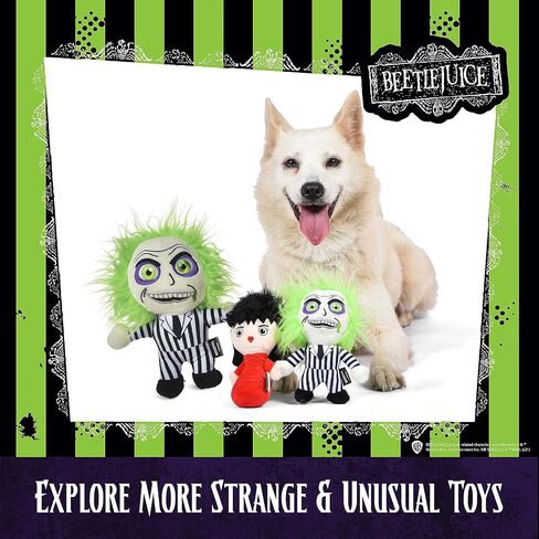 WARNER BROS Horror Movies Beetlejuice and Lydia 2 Pc Plush Figure Dog Toys, 6 Inch | Small Dog Toy Beetlejuice Merchandise | Lydia from Beetlejuice Cartoon Squeaky Dog Toy Dog Chew Toy for Halloween in Saudi Arabia