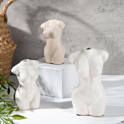 Briful 2PCS Body Vase Female Form for Home Decor, Body Shaped Sculpture, Cute Bud Flower Vase for Minimalist Decor, Morden Chic Decor, Boho Room Decor, Feminist Decor, Ivory in Saudi Arabia
