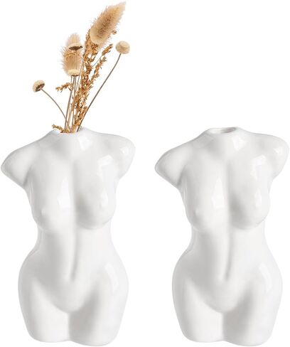 Briful 2PCS Body Vase Female Form for Home Decor, Body Shaped Sculpture, Cute Bud Flower Vase for Minimalist Decor, Morden Chic Decor, Boho Room Decor, Feminist Decor, Ivory in Saudi Arabia