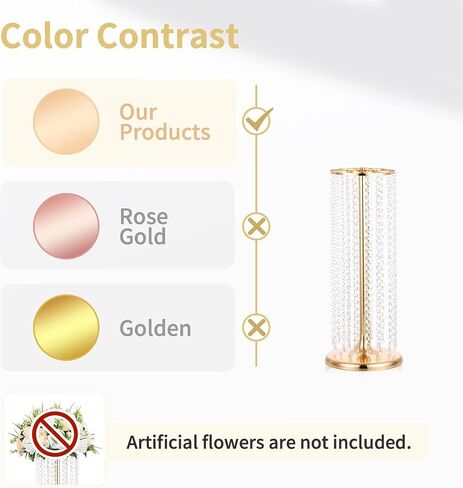 Nuptio 2 Pcs 23.6inch Tall Gold Crystal Wedding Centerpieces Flower Vases for Party Tables Decorations in Saudi Arabia