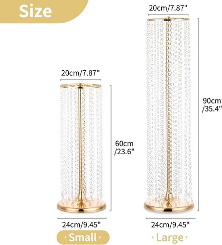 Nuptio 2 Pcs 23.6inch Tall Gold Crystal Wedding Centerpieces Flower Vases for Party Tables Decorations in Saudi Arabia