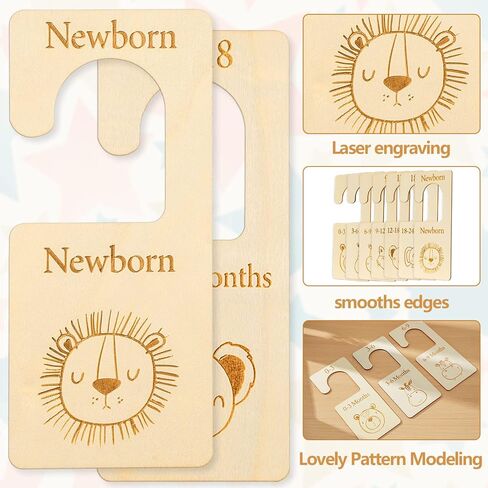 والين فواصل مقاسات خزانة الاطفال من 7 قطع، منظم خزانة خشبي معلق على شكل حيوانات لطيفة لحديثي الولادة الى 24 شهر، منظم خزانة ملابس اطفال سميك مع شنطة مخملية وردية للمنزل والحضانة وملابس الاطفال in Kuwait