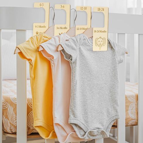 والين فواصل مقاسات خزانة الاطفال من 7 قطع، منظم خزانة خشبي معلق على شكل حيوانات لطيفة لحديثي الولادة الى 24 شهر، منظم خزانة ملابس اطفال سميك مع شنطة مخملية وردية للمنزل والحضانة وملابس الاطفال in Kuwait