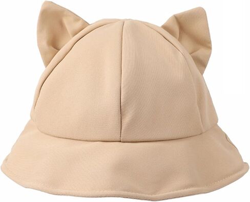 Ladies Cat Ears Bucket Hat Solid Color Fisherman Hat for Women Folding Sun Hat Y2K Style in Saudi Arabia
