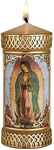 CB Church Supply Candle - Will and Baumer - Hand-Decorated Family Prayer Paraffin Devotional Candle with Decal, 4.75-Inch, Our Lady of Guadalupe in Saudi Arabia