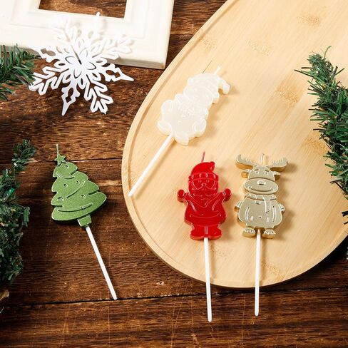 4pcs Christmas Themed Candles, 2.56" in Candle Length Christmas Cake Candles Elk Snowman Xmas Tree Santa Claus Shaped Birthday Cake Candles for Winter Holiday Party Home Gathering in Saudi Arabia