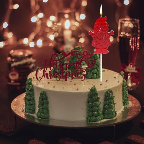 4pcs Christmas Themed Candles, 2.56" in Candle Length Christmas Cake Candles Elk Snowman Xmas Tree Santa Claus Shaped Birthday Cake Candles for Winter Holiday Party Home Gathering in Saudi Arabia