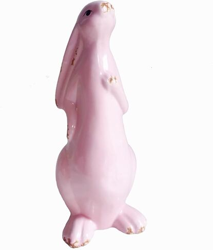 Ceramic Bunny Rabbits Porcelain Bunny Figurine Decorations Easter Rabbit Statues Home Decor Vintage Style Bunny Figurines Ornament Gift (Pink) in Saudi Arabia